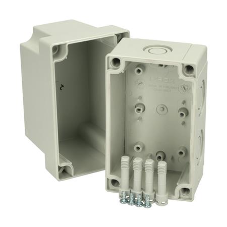 Fibox med gråt låg - 130x80x125 - 4 skruehuller