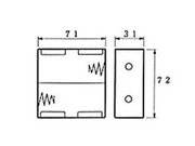 Batteriholder til 2xD bat. (m. knapterminaler)