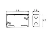 Batteriholder til 2xAA bat. (m. knapterminaler)