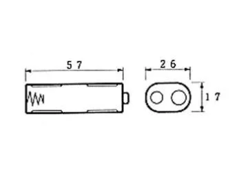 Batteriholder til 2xAA bat. (m. knapterminaler)