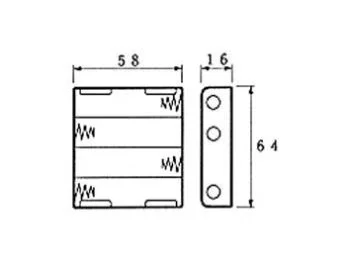 Batteriholder til 4xAA bat. (m. knapterminaler)