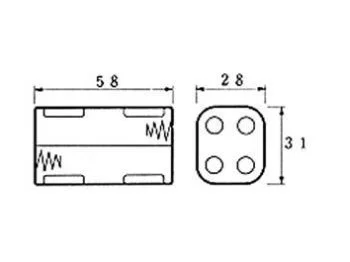 Batteriholder til 4xAA bat. (m. knapterminaler)