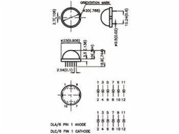 20mm JUMBO LED - 12 pin, Rød diffus (80mcd)