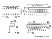 DIP switch, Lav profil - 8 x ON-OFF, 50V 0,1A
