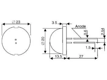 20mm JUMBO LED - 2 pin, Grøn diffus (40mcd)