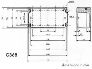G368C plastkabinet - Klart låg, IP65 (80x160x55mm)
