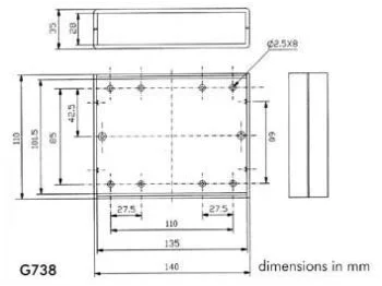 G738 instrumentkabinet (140x110x35mm)
