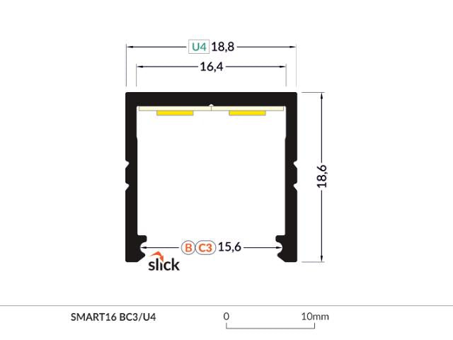 DIOFLEX alu profil SMART16 BC3/U4 2m hvid