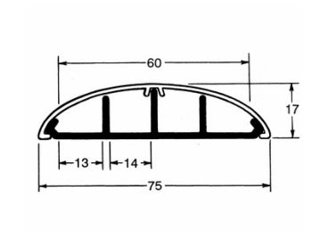 Gulv-kabelkanal - 75x17mm, Sort plast (2m)
