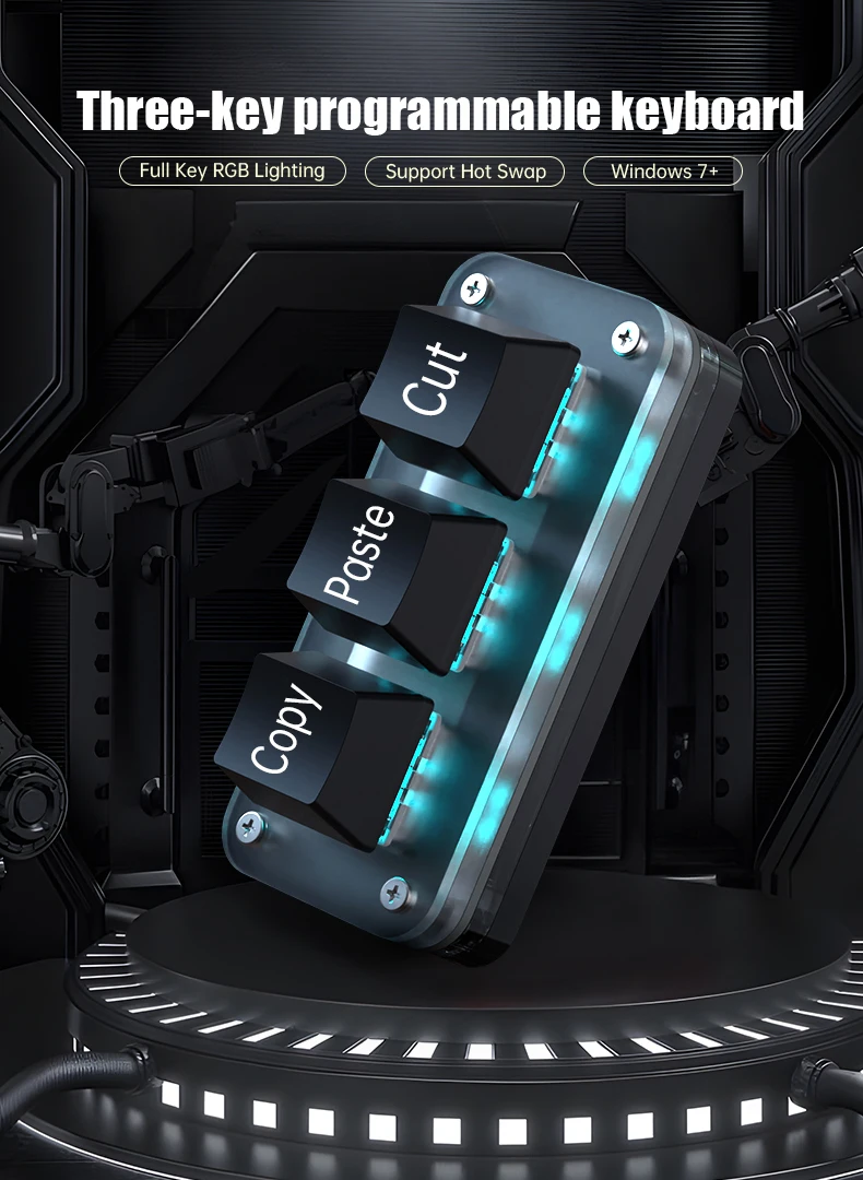 USB ministastatur - 3 taster (copy, paste, cut)