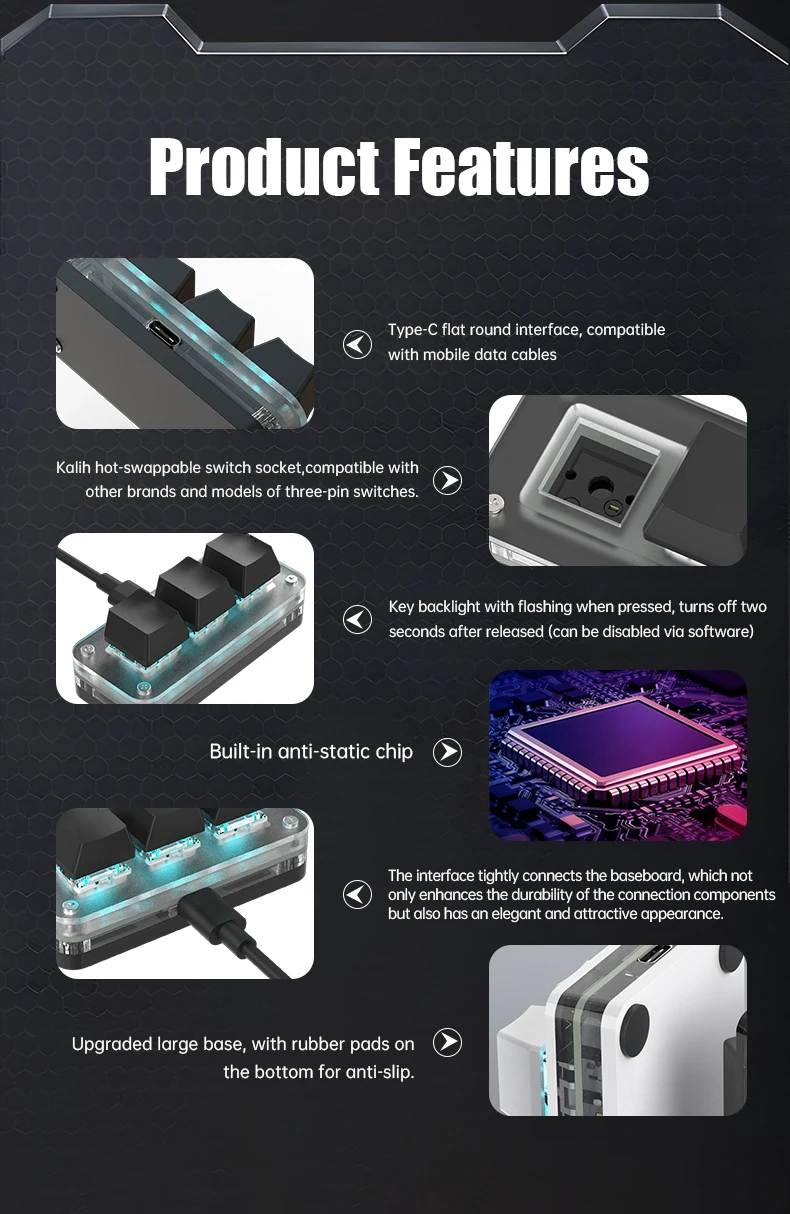 USB ministastatur - 3 taster (copy, paste, cut)