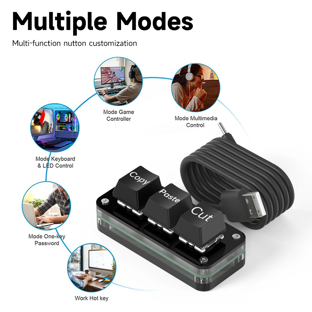 USB ministastatur - 3 taster (copy, paste, cut)