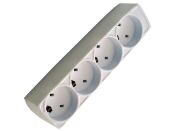 Stikdåse - 4 x EDB jord, Hvid (u. ledn.)