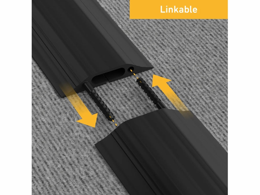Gulv-kabelkanal - 90x15mm, Sort blød PVC (1,8m)