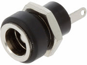 DC fatning - 5,5 x 2,5mm, Rund til kabinet, Sort