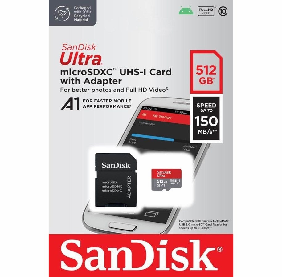 Ultra microSDXC kort m. adapter - 512GB (UHS-I)