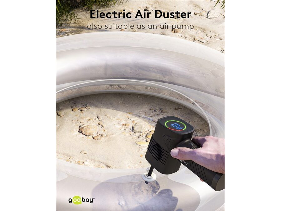 Genopladelig trykluft blæser m. 5 dyser - 2000mAh, Sort