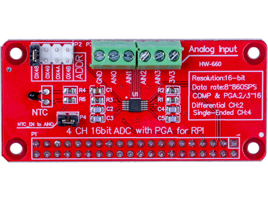 ADS1115 4-channel A/D module for Raspberry PI