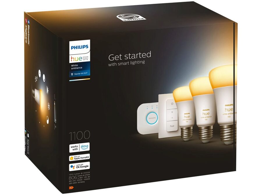 Hue White ambiance Starter Kit - 8W A60 E27 (3 sæt)