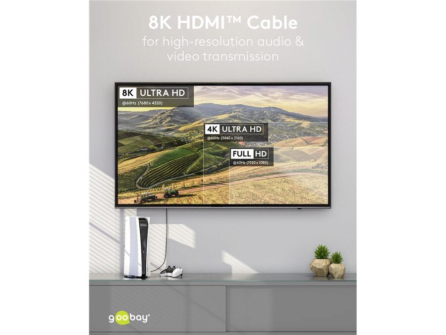Ultra High Speed HDMI 2.1 Kabel - 8K/60Hz - Grå (2m)