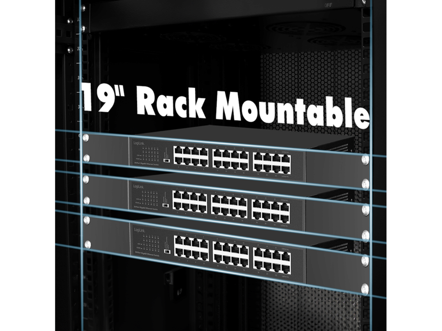 Gigabit Ethernet switch - 24 port 1000Mbps, Metal (skærmet)