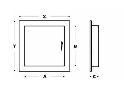 Inspektionslem - 150x300mm, Galv. metal, Hvid