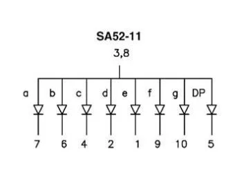 7-segment display - 13,2mm, Anode, Grøn (2mcd)