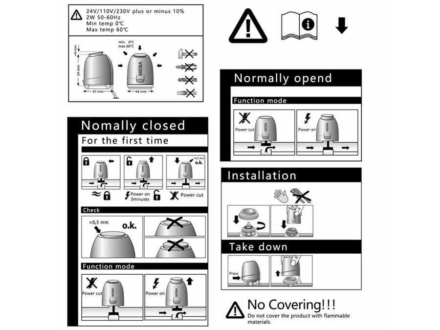 Telestat til gulvvarmestyring - 24V, NO (IP54)
