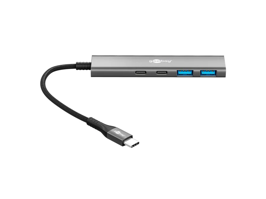 USB Hub 4-Port, Slim, USB-C til 2xUSB-C + 2xUSB-A, 5 Gbit/s