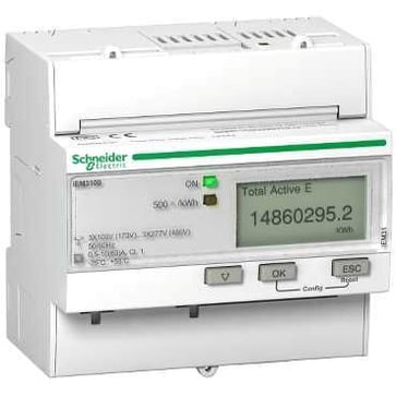 Acti9 3 faset Kilowatt-time måler til montering på DIN skinne med tæller og pulsudgang - MID certifi