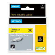 DYMO Rhino Industri tape krympeflex sort på gul 19mmx1,5m