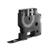 Dymo Rhino industri vinyl tape 12mmx5,5m rulle hvid på sort selvklæbende