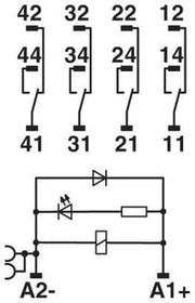 Relæmodul RIF-2-RPT-LDP-24DC/4x21
