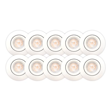 Luna Quick install 2.0 10-pack Downlight ISO GU10 Mat Hvid 3000K 385lm 5W Indendørs/udendørs Dæmpbar