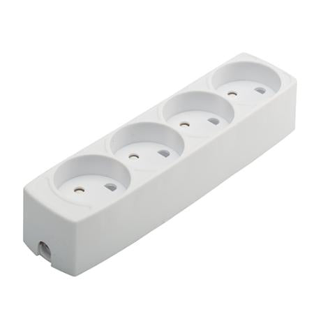 4-stikdåse u/jord hvid 230V 16A