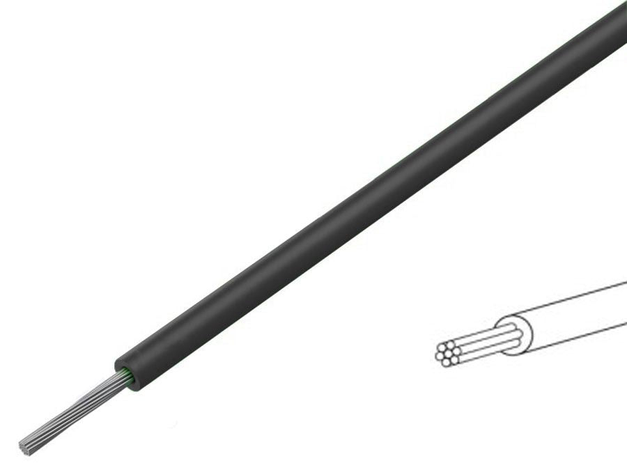 Monteringsledning - 0,5mm² trådet fortinnet CU, Sort (100m)