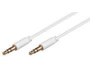 Audiokabel - 2 x 3,5mm stereo JACK han slim, Hvid (0,5m)