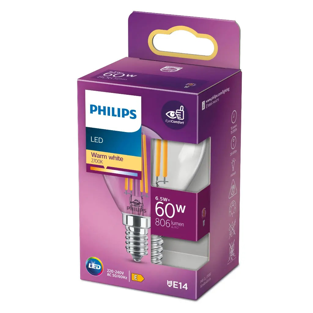 Philips LED 6,5W (60W) E14 2700K 806lm