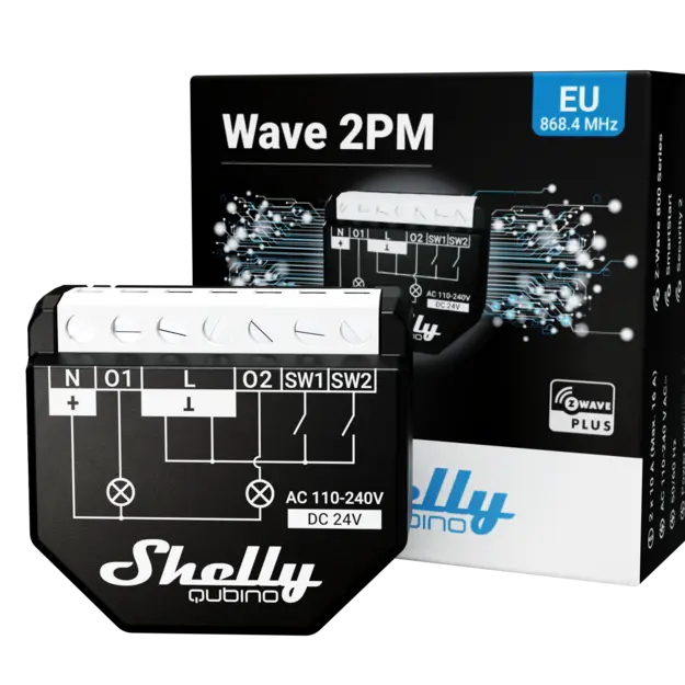 SHELLY QUBINO WAVE 2PM - Z-WAVE 2CH RELÆ