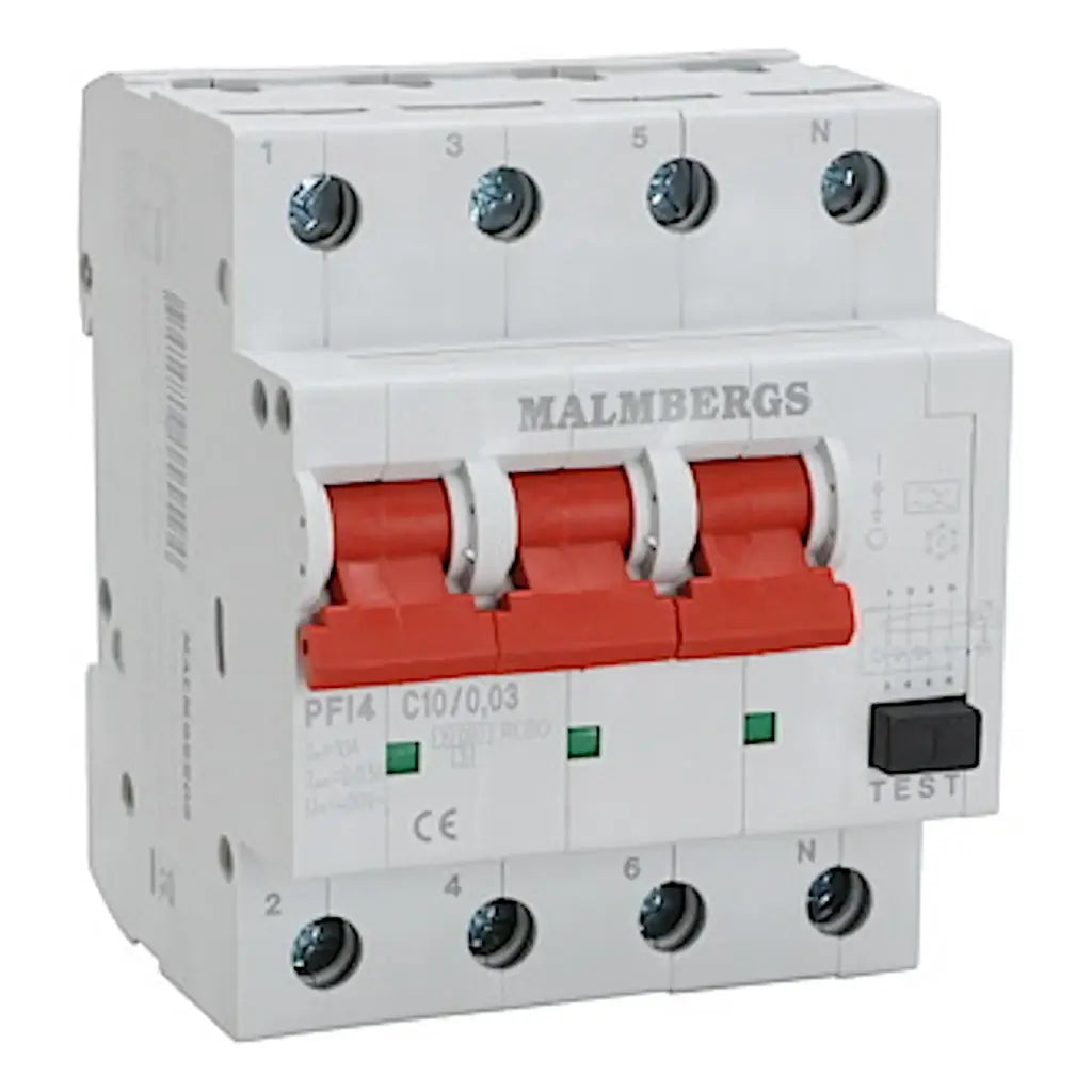 Kombirelæ 10A 30mA 10KA 4-Pol