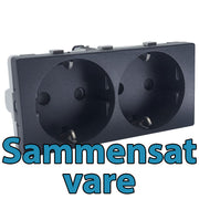 LK Fuga stikkontakt med sidejord 2m - koksgrå