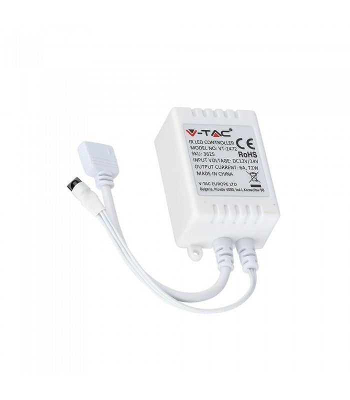 RGB kontroller med fjernbetjening - memory funktion, infrarød, 12V (72W), 24V (144W)