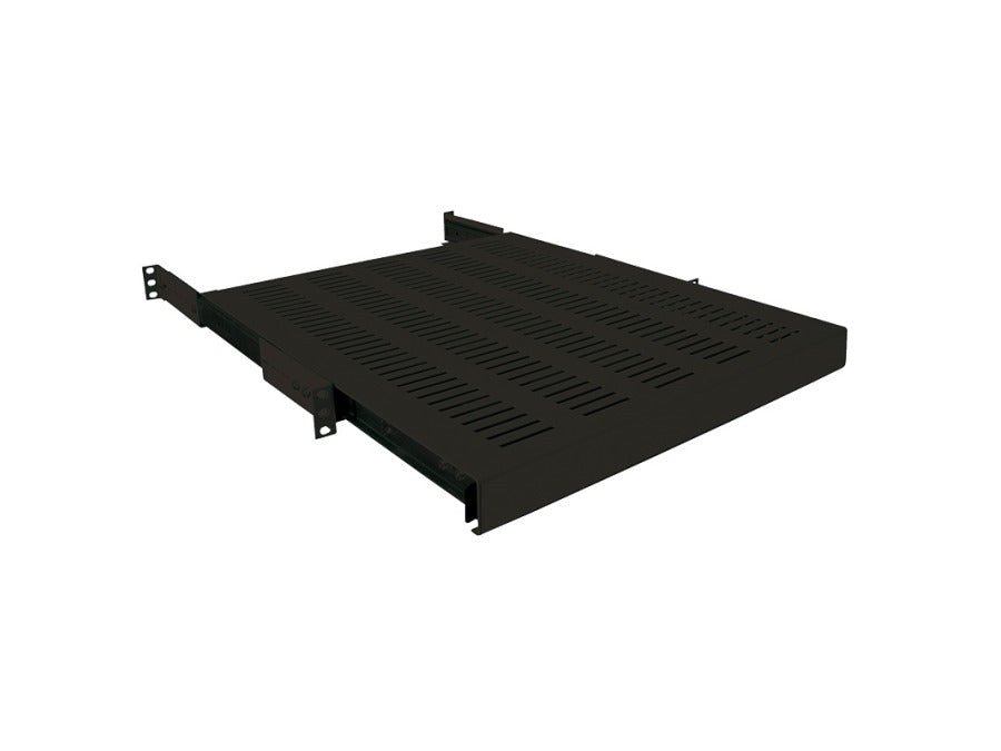 Udtrækshylde til 19" Rackskab - D:600mm, Sort