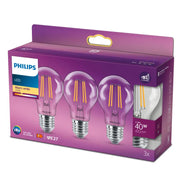 Philips LED 4,3W (40W) E27 2700K 470lm 3-pak