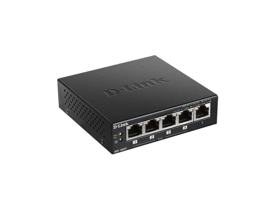 Gigabit PoE+ Ethernet Switch - 10 Gbps, 4xPoE (60W) + 1