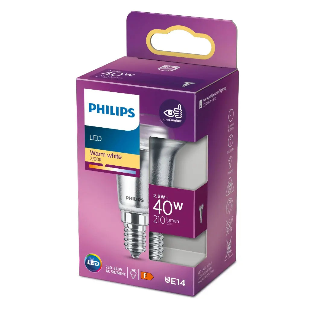 Philips E14 LED 2,8W - Erstatter 40W, 2700 Kelvin
