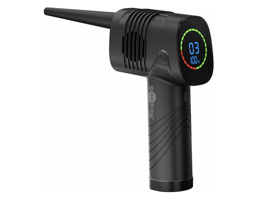 Genopladelig trykluft blæser m. 5 dyser - 2000mAh, Sort