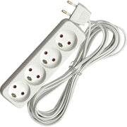 4 - stikdåse uden / jord 5 m ledning hvid