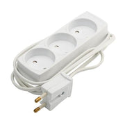 3-stikdåse u/jord hvid 1,5m 230V 10A