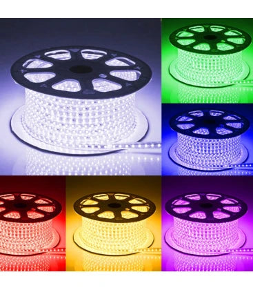 5 meter RGB vandtæt LED strip - 230V, 60 LED, 5W p